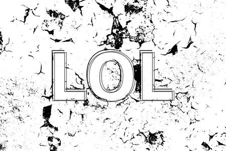 Text Lol. Social concept . Painted word on white black vintage old backgroundの写真素材
