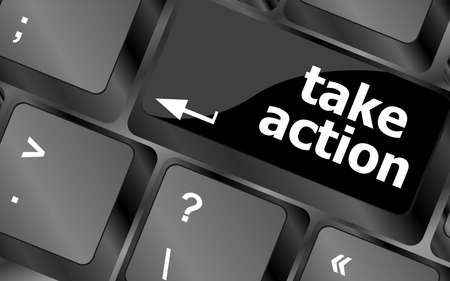Take action key on a computer keyboard, business conceptの写真素材