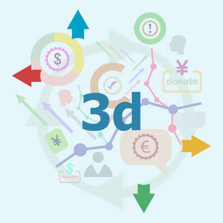 Text 3d. Business concept. Linear Flat Business icon set. Marketing promotion conceptの写真素材