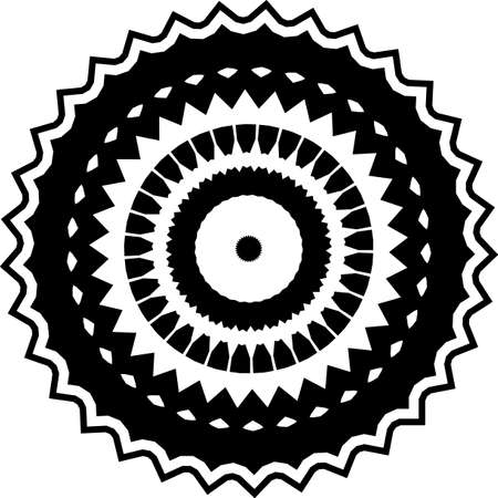 Mandala isolated on white background. Abstract pattern vector illustration. Retro black and white texture. Ornamental diwali pattern.のイラスト素材