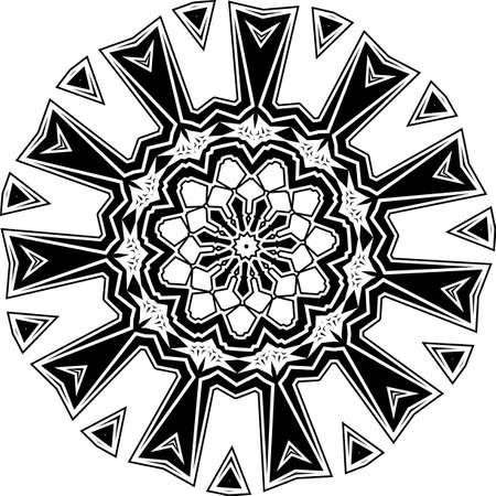 Mandala isolated on white background. Abstract pattern vector illustration. Retro black and white texture. Ornamental diwali pattern.のイラスト素材