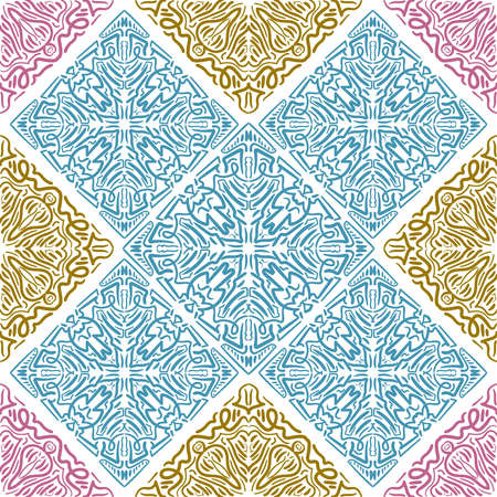 Seamless abstract pattern. Hand drawn vector background. Trendy seamless mandala, fabric texture, wrapping.のイラスト素材