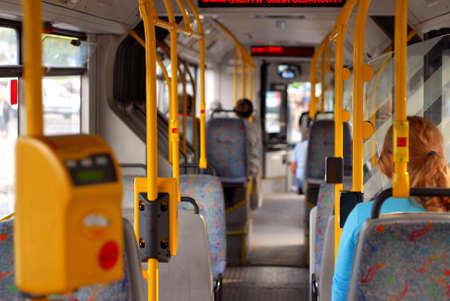 Public bus interiorの写真素材