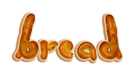 Baked bread in shape of letters.