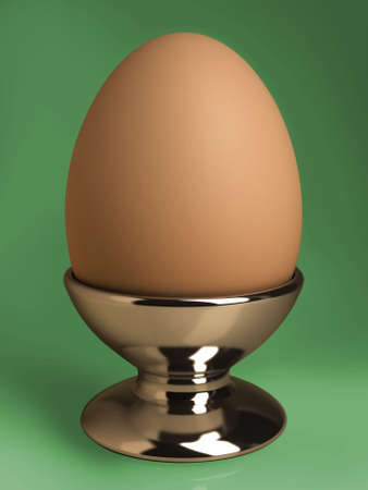 Single boiled egg in eggcup. Computer generated 3d illustration .の写真素材