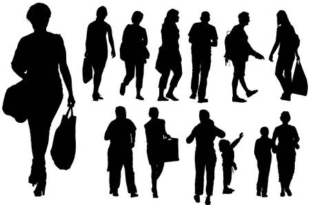 Shopping peoples. Usual poses from the street.のイラスト素材