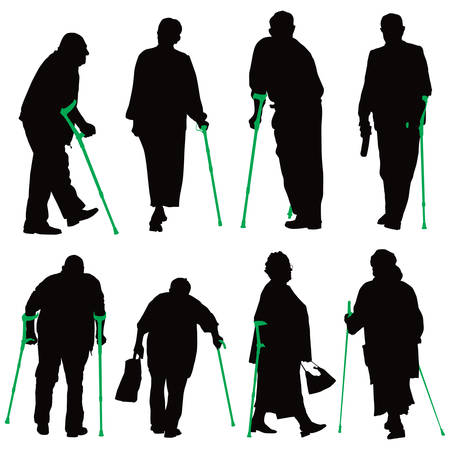 Disabled old people illustration collection.のイラスト素材