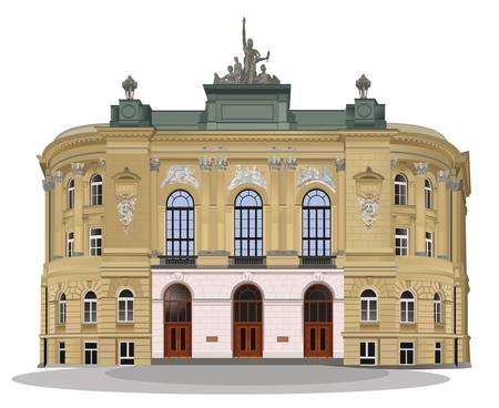 Warsaw School of Technology exterior facade. Color vector illustration.のイラスト素材