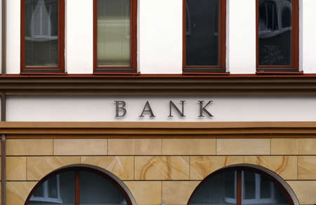 Small branch bank facade detailの写真素材