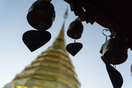 Thai Pogoda with many bellsの写真素材