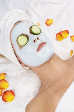 Beautiful woman receiving spa treatmentの写真素材