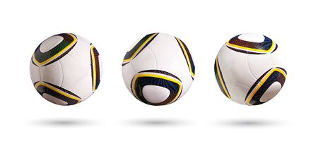 World Cup 2010 three soccer-balls isolated on whiteの写真素材