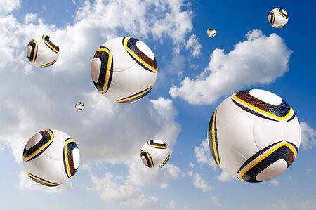 World Cup 2010 soccer-balls falling from skyの写真素材