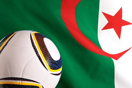 World Cup 2010 - Algeria Flag and Soccer-ballの写真素材
