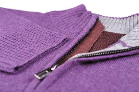 Closeup of purple sweater isolated on whiteの写真素材