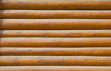 pine log wall of the houseの写真素材