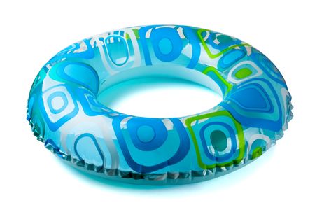 Blue inflatable round  tube isolated on white
