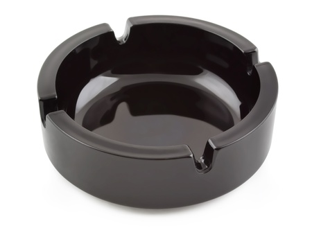 ï¿½mpty black ceramic ashtray isolated on white の写真素材