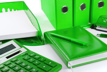 Green office stationery still life as a concept of environmental businessの写真素材