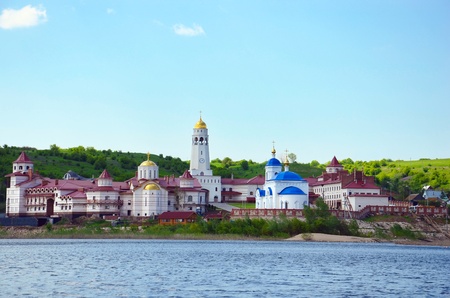 Kazan Monastery on river Volga. Vinnovka. Russia.の写真素材