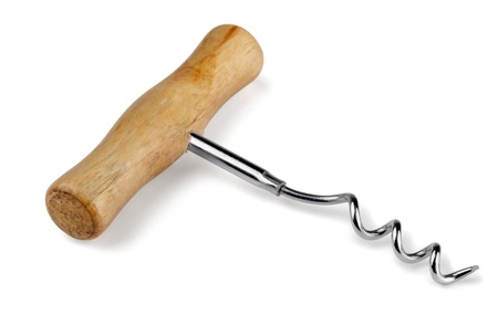  Ð¡orkscrew with wooden handle isolated on white