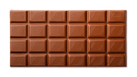 Milk chocolate bar top view isolated on white Milk chocolate bar top view isolated on white