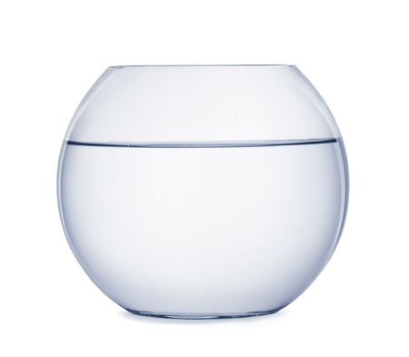 Empty fish bowl isolated on whiteの写真素材