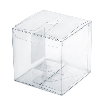 Empty transparent plastic box isolated on white
