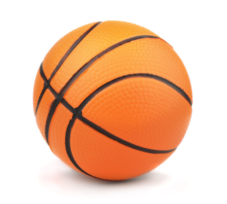 Small toy basketball ball isolated on whiteの写真素材