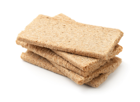 Stack of  crispbread  isolated on whiteの写真素材