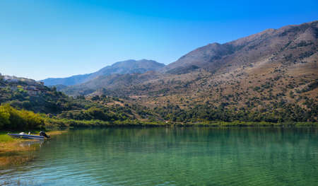 Kournas Lake is the only freshwater lake in Crete. Greece.の写真素材