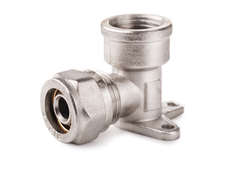 Metal threaded fitting isolated on white