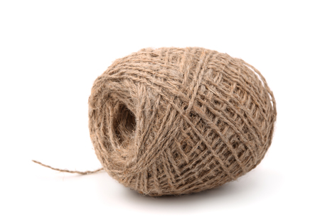 Skein of jute twine isolated on whiteの写真素材