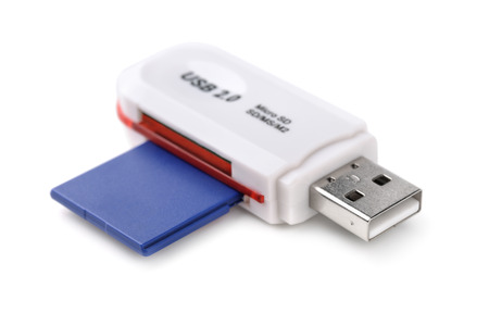 Flash memory card reader isolated on white