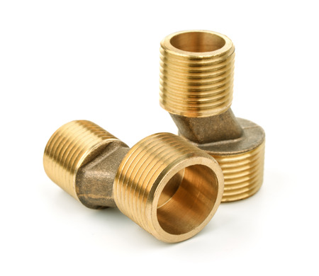 Brass fitting eccentric  connectors isolated on white