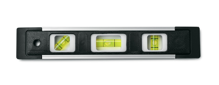 Top view of black spirit level isolated on white