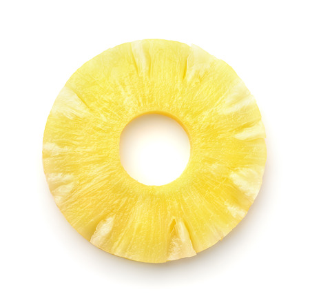 Top view of pineapple slice isolated on white Top view of pineapple slice isolated on white