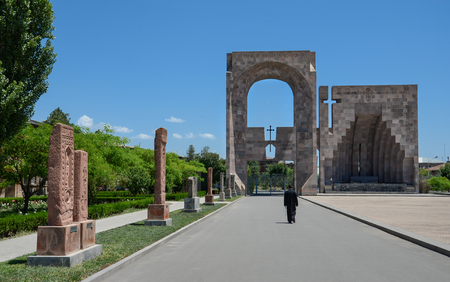 Main gate to  Mother See of Holy Etchmiadzin Complex. Vagharshapat. Armenia