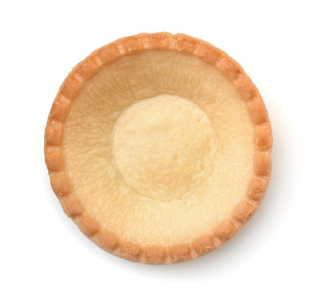 Top view of empty tart shell isolated on whiteの写真素材