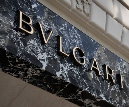 Prague, Czech Republic - June 23 2018. Bulgari sign on Boutique in Prague