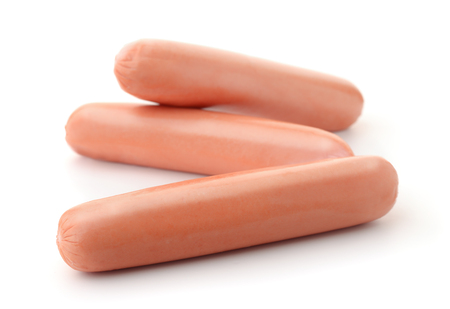 Hot dog sausages  isolated on whiteの写真素材