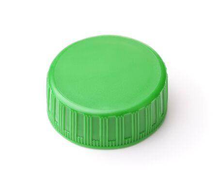 Blank green plastic bottle cap on whiteの写真素材