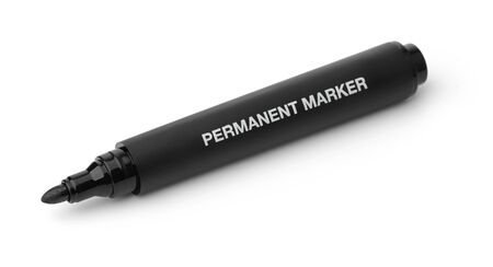 Open permanent black marker isolated on whiteの写真素材