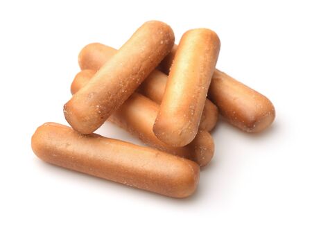 Group of fresh bread sticks isolated on white