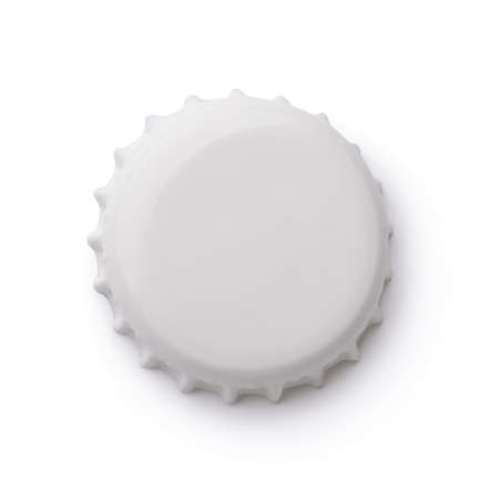 Top view of white bottle crown cap isolated on white