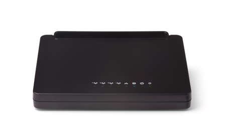 Front view of black router isolated on white