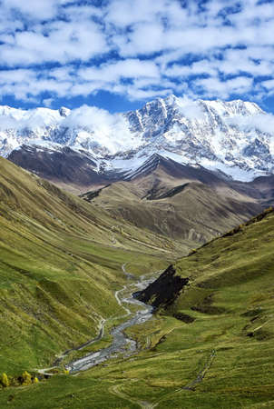 Shkhara glacier and  Inguri river valley, Svaneti, Georgia Svaneti, Georgia