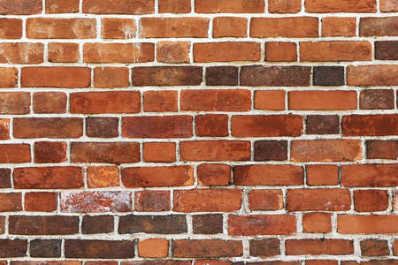 Front view of old dirty red brick wall texture