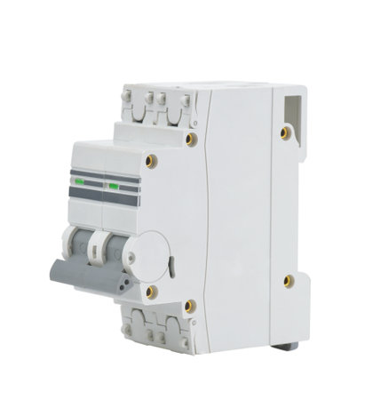 Automatic electric circuit breaker isolated on whiteの写真素材