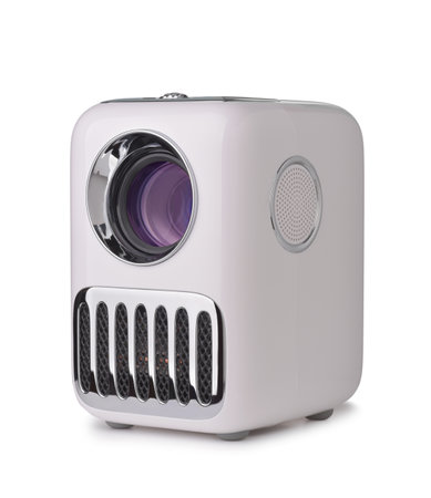Full HD LED projector isolated on whiteの写真素材